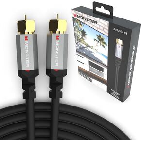 Monster Essentials RG-6 Coax Cable with Gold-Plated F-Pin Coaxial Cable Connector - High Speed Internet Cable with Duraflex Jacket and Metal Shielding, 25ft in Kuwait
