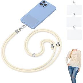 HOONNDUN Universal Phone Lanyard, Adjustable Crossbody Cell Phone Lanyard Neck Strap/Wristlet Strap with 3 Transparent Pads/Rope Phone Strap, Phone Tether Patches and Phone Straps (（Grayish Blue） 4#) in Saudi Arabia