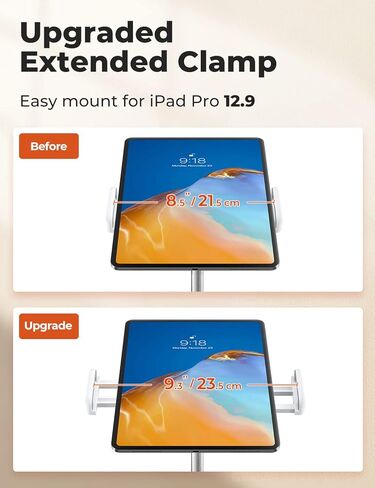 Adjustable iPad Stand with 21" Height Extension, 360° Swivel Tablet Holder for Desk, Surface Pro Stand, Portable Monitor Stand Compatibility with 4.7-15.6" Tablets and Smartphones, Display - Black in Kuwait