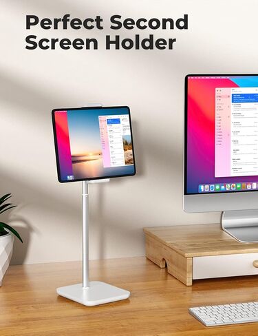 Adjustable iPad Stand with 21" Height Extension, 360° Swivel Tablet Holder for Desk, Surface Pro Stand, Portable Monitor Stand Compatibility with 4.7-15.6" Tablets and Smartphones, Display - Black in Kuwait