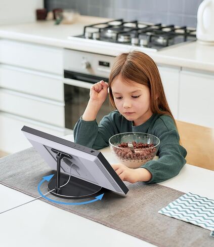 Almoz Swivel and Tilt Stand for Echo Show 15, Aluminum Stand for Show 15.6" Smart Display and Up to 18" iPad/Tablets, with 360 Degree Rotating Base, Viewing Angle Adjustable, No Need Mounting (Black) in Kuwait