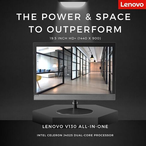 كمبيوتر مكتبي LENOVO V130 الكل في واحد للأعمال، معالج Intel ثنائي النواة، شاشة 19.5 بوصة HD+، ذاكرة الوصول العشوائي 16 جيجابايت، 512 جيجابايت SSD، DVD-RW، Wi-Fi، كاميرا ويب، HDMI، لوحة مفاتيح وماوس سلكية، Windows 11 Pro in Kuwait