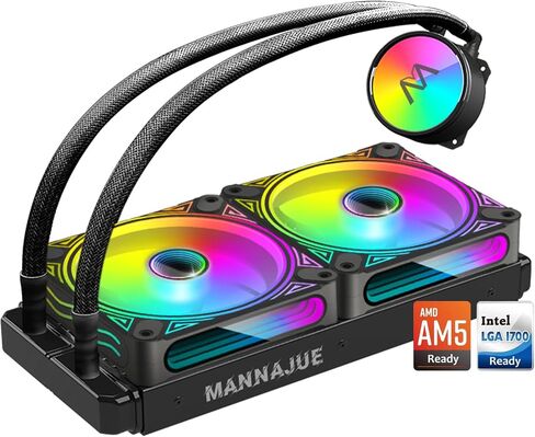 مبرد مياه لوحدة المعالجة المركزية 240 ARGB 5 فولت 3 دبابيس موصل 240 ملم مروحة RGB قابلة للعنونة 240 ملم، مبرد AIO انتل 115X/1200/1700/1366/2011/2066، AMD AM5 / AM4 /AM3+/AM3/AM2+/AM2+/FM2/ FM2/ in Kuwait