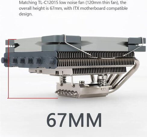 Thermalright AXP-120-X67 Black ARGB Low Profile CPU Air Cooler with Quite 120mm TL-C12015B-S Low Profile PWM Fan, 6 Heat Pipes, 67mm Height, for AMD AM4/Intel LGA 1700/1150/1151/1155/1200/2011/2066 in Saudi Arabia