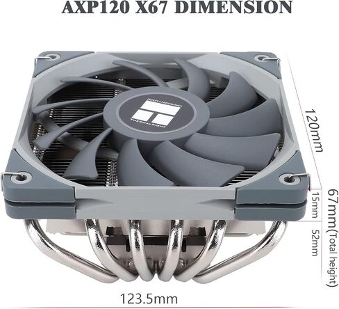 Thermalright AXP-120-X67 Black ARGB Low Profile CPU Air Cooler with Quite 120mm TL-C12015B-S Low Profile PWM Fan, 6 Heat Pipes, 67mm Height, for AMD AM4/Intel LGA 1700/1150/1151/1155/1200/2011/2066 in Saudi Arabia
