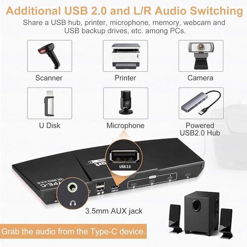 محول TESmart USB-C KVM 3 في 1، لـ 3 أجهزة كمبيوتر وشاشة واحدة، 4k@60 هرتز، طاقة إمداد للكمبيوتر المحمول المتصل بالمنفذ 1، نوع C KVM in Kuwait