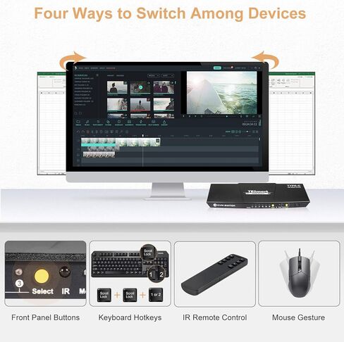 محول TESmart USB-C KVM 3 في 1، لـ 3 أجهزة كمبيوتر وشاشة واحدة، 4k@60 هرتز، طاقة إمداد للكمبيوتر المحمول المتصل بالمنفذ 1، نوع C KVM in Kuwait