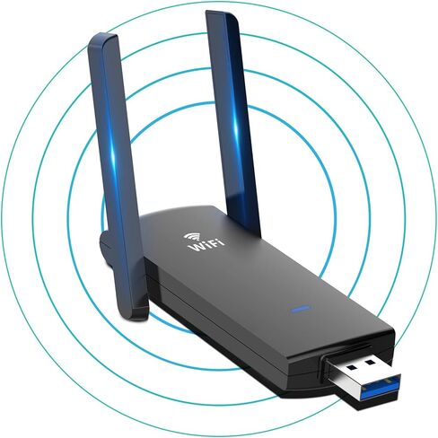 محول USB WiFi بسرعة 1300 ميجابت في الثانية USB 3.0 WiFi Dongle ثنائي النطاق WiFi محول شبكة لاسلكية لأجهزة الكمبيوتر المحمول المكتبية، يدعم Windows 11/10/8.1/8/7، Mac OS 10.9-10.15، هوائيات مزدوجة 5dBi عالية الكسب in Kuwait