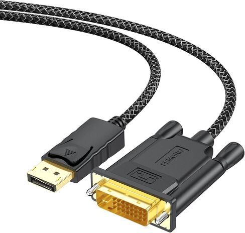 FEMORO DisplayPort إلى كابل DVI بطول 6 أقدام، منفذ عرض DP إلى كابل محول DVI سلك مجدول DVI-D 1080P لمحطة إرساء الكمبيوتر المحمول وسطح المكتب in Saudi Arabia