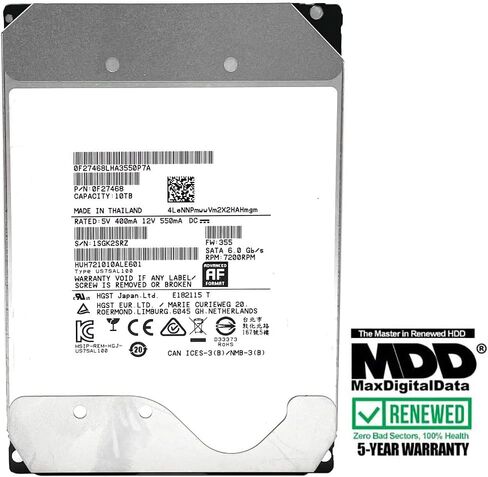 MDD - He10 HUH721010ALE601 10TB 7200RPM 128MB Cache SATA 6.0Gb/s 3.5inch Enterprise Hard Drive - 5 Year Warranty (Renewed) in Saudi Arabia