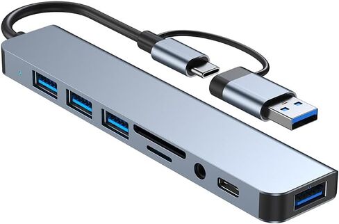 USB C Docking Station with Ethernet, 8 in 1 Docking Station to HDMI Adapter Displayport SD TF Card Reader, USB, 100W PD for USB C Thunderbolt 3 Laptops (Black) in Saudi Arabia