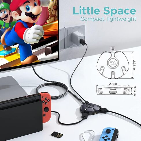 محول HDMI 3 في 1 خارج 4K 60 هرتز، WARRKY كابل نايلون أطول بطول 3.3 قدم، قابس مطلي بالذهب، محول HDMI، موسع منفذ HDMI أحادي الاتجاه 3x1، يدعم HDCP2.2، ثلاثي الأبعاد، HDR لـ Fire Stick، Xbox، PS5/4 /3، التلفاز in Kuwait