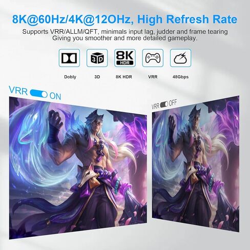 8K HDMI 2.1 Switch 3 in 1 Out، HDMI Switch Splitter 4K @ 120 هرتز / 8K @ 60 هرتز مع جهاز تحكم عن بعد بالأشعة تحت الحمراء، محدد محول HDMI لأجهزة Xbox PS4 PC TV in Kuwait