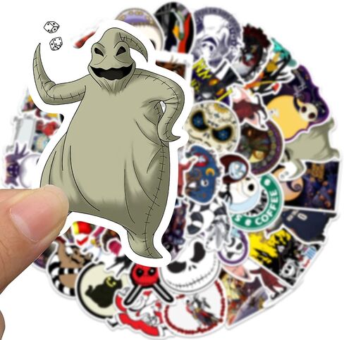 ملصقات نايتمير بيفور كريسماس من 50 قطعة، ملصقات فينيل لطيفة مقاومة للماء للابتوب وزجاجات المياه والنوت بوك ولوح التزلج والجيتار in Kuwait