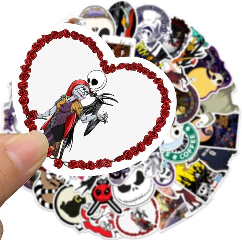 ملصقات نايتمير بيفور كريسماس من 50 قطعة، ملصقات فينيل لطيفة مقاومة للماء للابتوب وزجاجات المياه والنوت بوك ولوح التزلج والجيتار in Kuwait