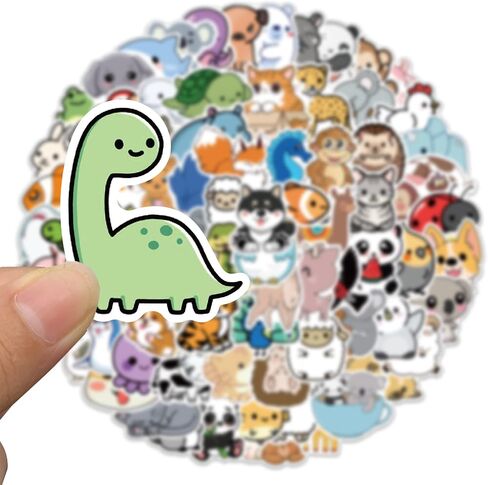 Cute Animal Stickers for Kids, Teens- 100PCS Premium Waterproof Vinyl Kawaii Aesthetic Stickers for Water Bottles, Skateboards, Laptops, Phone Cases, Guitars, Helmets, Bikes, and More, Cartoon Decal Pack by JOSEIO in Saudi Arabia