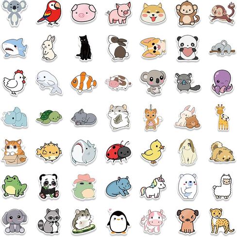 Cute Animal Stickers for Kids, Teens- 100PCS Premium Waterproof Vinyl Kawaii Aesthetic Stickers for Water Bottles, Skateboards, Laptops, Phone Cases, Guitars, Helmets, Bikes, and More, Cartoon Decal Pack by JOSEIO in Saudi Arabia