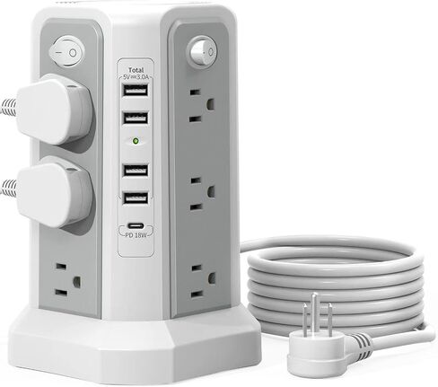 PASSUS Surge Protector Power Strip Tower 10FT (4A1C) with PD18W USB C Port in Kuwait