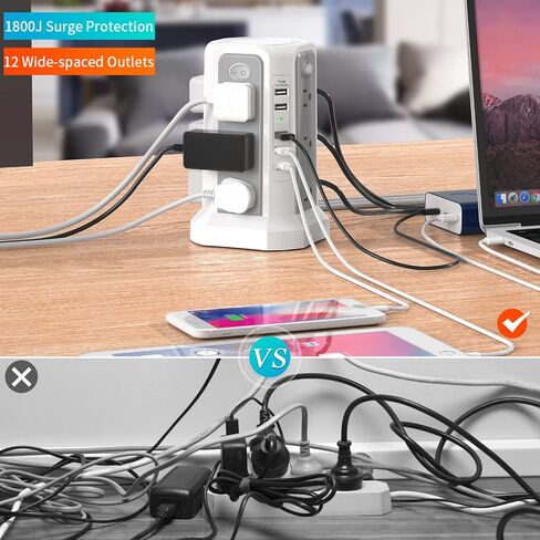 PASSUS Surge Protector Power Strip Tower 10FT (4A1C) with PD18W USB C Port in Kuwait