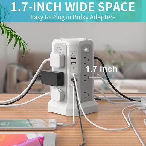 PASSUS Surge Protector Power Strip Tower 10FT (4A1C) with PD18W USB C Port in Kuwait