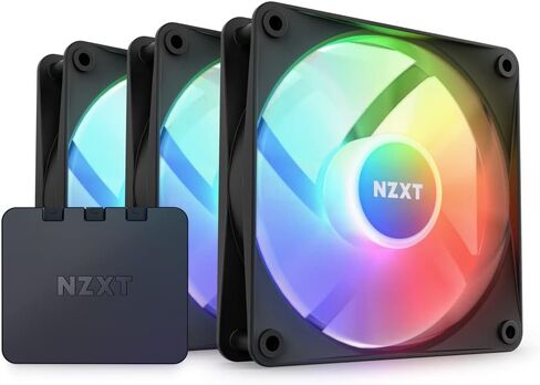 NZXT F120 RGB Core Triple Pack - 3 x 120mm Hub-Mounted RGB Fans with RGB Controller - 8 Individually-Addressable LEDs - Semi-Translucent Blades - High Static Pressure & Airflow - CAM Software - Black in Saudi Arabia