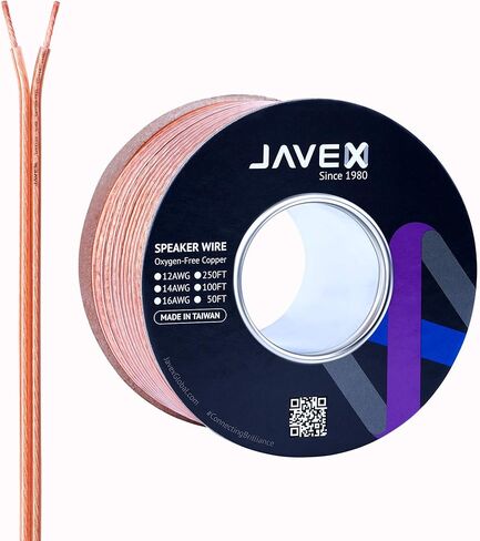 سلك مكبر صوت JAVEX مقاس 16 AWG [50 قدمًا، نحاس خالٍ من الأكسجين OFC] كابل HighFlex لأنظمة Hi-Fi والمسرح المنزلي ونظام صوت السيارة، أزرق/أسود in Kuwait