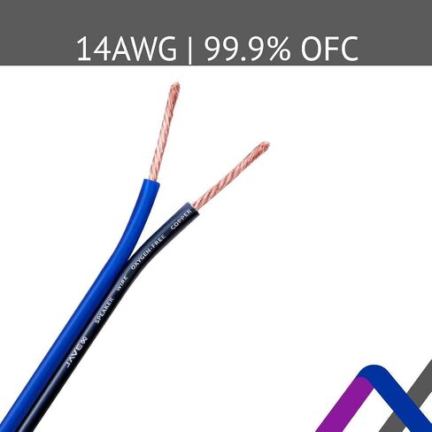 Speaker Wire 16 Gauge 100FT Oxygen-Free Copper Audio Cable,Blueblack | 16 AWG HighFlex Thin Flat Cable Wire with Foot Markers for Automotive Car Stereo, Home Theater, Audio Cable DIY Installations in Kuwait