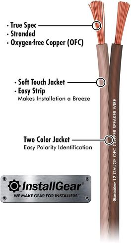 InstallGear 12 Gauge Speaker Wire with 12 Banana Plugs (100ft) - 12 AWG Speaker Wire Speaker Cable 99.9% | Oxygen-Free Copper - True Spec and Touch Cable | Speaker Wire 12 Gauge | Outdoor Speaker Wire in Saudi Arabia