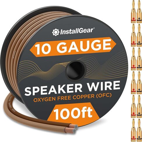 InstallGear 12 Gauge Speaker Wire with 12 Banana Plugs (100ft) - 12 AWG Speaker Wire Speaker Cable 99.9% | Oxygen-Free Copper - True Spec and Touch Cable | Speaker Wire 12 Gauge | Outdoor Speaker Wire in Saudi Arabia