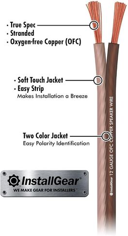 InstallGear 12 Gauge Speaker Wire with 12 Banana Plugs (100ft) - 12 AWG Speaker Wire Speaker Cable 99.9% | Oxygen-Free Copper - True Spec and Touch Cable | Speaker Wire 12 Gauge | Outdoor Speaker Wire in Saudi Arabia