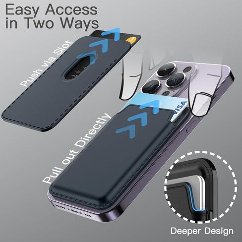 محفظة JETech المغناطيسية متوافقة مع MagSafe لسلسلة iPhone 15/14/13/12، حامل بطاقة هاتف PU، تخزين 1-2 بطاقة (Wisteria) in Kuwait