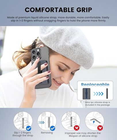 Ciencimy Designed for Magsafe Wallet with Adjustable Dual Mode Stand, Grip Strap, RFID Blocking Slim Aluminum Card Holder for iPhone 15 14 13 Pro Max/Plus (Black) in Kuwait