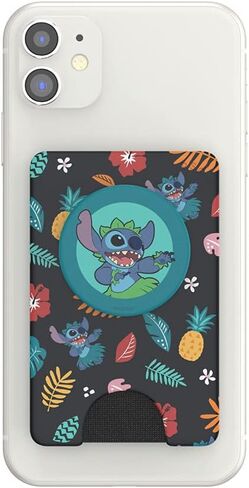 محفظة هاتف PopSockets مع قبضة ممتدة، حامل بطاقة الهاتف، متوافقة مع الشحن اللاسلكي، Lilo & Stitch - نمط Stitch Aloha صغير in Kuwait