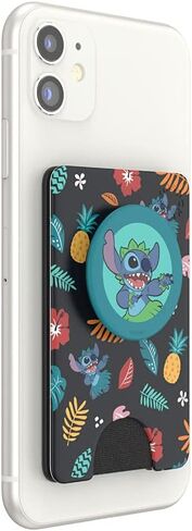 محفظة هاتف PopSockets مع قبضة ممتدة، حامل بطاقة الهاتف، متوافقة مع الشحن اللاسلكي، Lilo & Stitch - نمط Stitch Aloha صغير in Kuwait