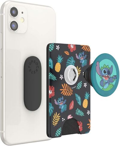 محفظة هاتف PopSockets مع قبضة ممتدة، حامل بطاقة الهاتف، متوافقة مع الشحن اللاسلكي، Lilo & Stitch - نمط Stitch Aloha صغير in Kuwait