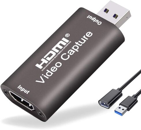 زدديمايس بطاقة التقاط الصوت والفيديو مع كيبل تمديد USB، مدخل 4K @60FPS، مخرج 1080P@60FPS، بطاقة التقاط HDMI الى USB للبث المباشر والتسجيل مع كاميرا دي اس ال ار او كاميرا فيديو او كاميرا اكشن (بني) in Kuwait