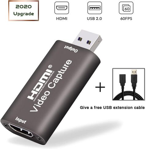 زدديمايس بطاقة التقاط الصوت والفيديو مع كيبل تمديد USB، مدخل 4K @60FPS، مخرج 1080P@60FPS، بطاقة التقاط HDMI الى USB للبث المباشر والتسجيل مع كاميرا دي اس ال ار او كاميرا فيديو او كاميرا اكشن (بني) in Kuwait