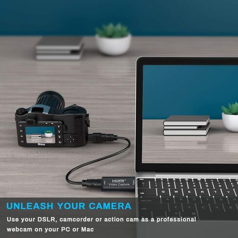 زدديمايس بطاقة التقاط الصوت والفيديو مع كيبل تمديد USB، مدخل 4K @60FPS، مخرج 1080P@60FPS، بطاقة التقاط HDMI الى USB للبث المباشر والتسجيل مع كاميرا دي اس ال ار او كاميرا فيديو او كاميرا اكشن (بني) in Kuwait