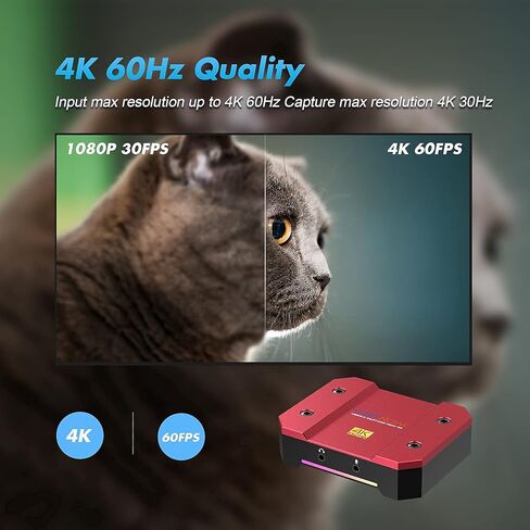 بطاقة التقاط فيديو USB DIGITNOW بدقة 4k/60 هرتز HDR10 بدون تأخير، زمن استجابة منخفض للغاية، تسجيل فيديو عالي الدقة بالكامل لأجهزة PS5، PS4/Pro، Xbox Series X/S، Xbox One X/S، Real USB3.0 in Kuwait