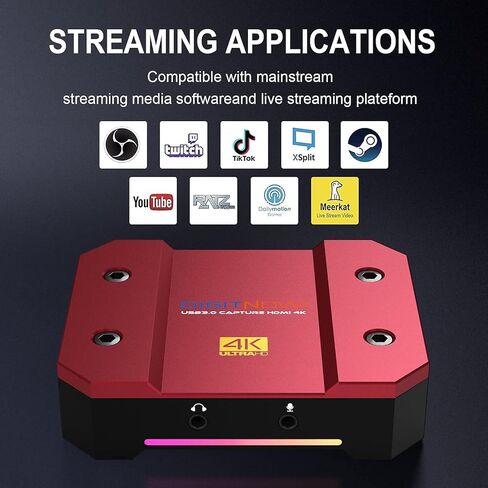 بطاقة التقاط فيديو USB DIGITNOW بدقة 4k/60 هرتز HDR10 بدون تأخير، زمن استجابة منخفض للغاية، تسجيل فيديو عالي الدقة بالكامل لأجهزة PS5، PS4/Pro، Xbox Series X/S، Xbox One X/S، Real USB3.0 in Kuwait