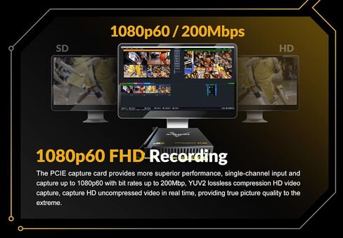 UC2018 Video Capture Card SDI&HDMI to USB 3.0(Gen1) 1080P60 Uncompressed (YUY2) Video Capture with Line in for Video Conferencing Telemedicine Online Education on OBS, Zoom, Teams, PC/Mac | Uncompressed(YUY2),Line in,Teleconferencing Telemedicine Online E in Kuwait