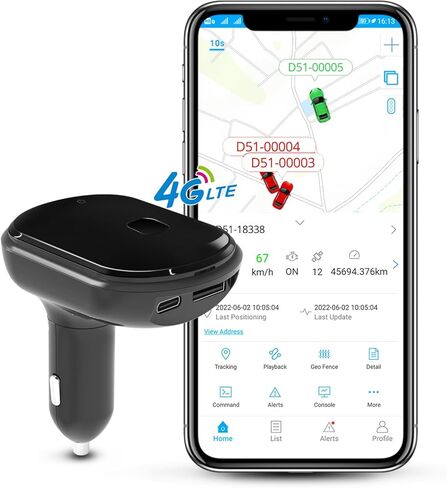 Lncoon جهاز تعقب GPS للسيارة، جهاز تعقب GPS مخفي 4G، منفذ شحن USB مزدوج من النوع C، الموقع في الوقت الحقيقي، تنبيهات متعددة، تذكير القيادة بالتعب in Kuwait