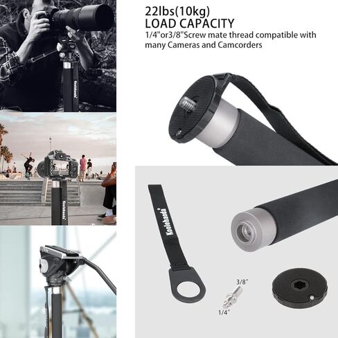 Koolehaoda MPD-325C من ألياف الكربون 64 بوصة كاميرا Monopod مع قاعدة حامل ثلاثي قابلة للإزالة. 5 أقسام للفيديو Monopods لكاميرا Canon Nikon Sony Olympus Panasonic DSLR in Kuwait