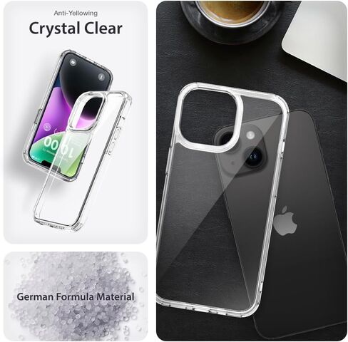 حافظة هاتف XClear لهاتف iPhone 14 Plus [حزمة ممتازة] [تم اختبار السقوط من الدرجة العسكرية] [لا يصفر المصد] - حافظة شفافة + 3 عبوات من الزجاج المقسى (2022/6.7 بوصة) in Kuwait