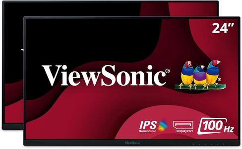 شاشات فيوسونيك VA2456-MHD_H2 مزدوجة الرأس فقط 1080 بيكسل IPS مع حواف رفيعة للغاية، HDMI، منفذ DisplayPort وVGA للمنزل والمكتب، أسود in Kuwait