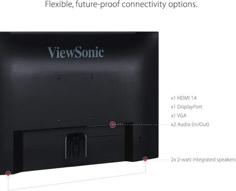 شاشات فيوسونيك VA2456-MHD_H2 مزدوجة الرأس فقط 1080 بيكسل IPS مع حواف رفيعة للغاية، HDMI، منفذ DisplayPort وVGA للمنزل والمكتب، أسود in Kuwait
