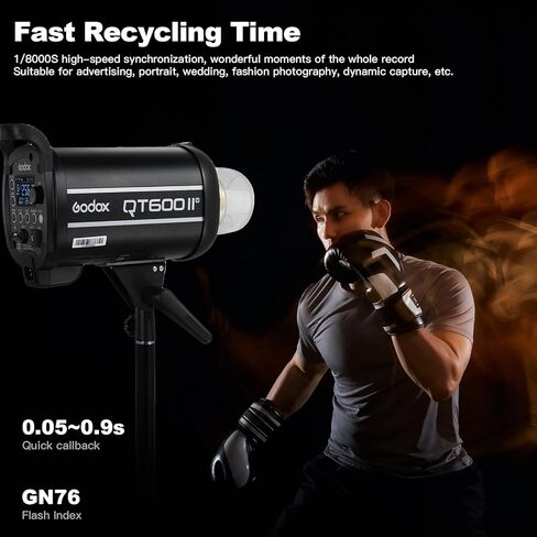 Godox QT600II M 2.4G TTL Speedlite Studio Flash Strobe Light، GN76 HSS 1/8000s سرعة سريعة وفلاش متعدد التجميد للتصوير الفوتوغرافي في الاستوديو، والصور الشخصية، والزفاف، وإعلان المنتج... in Kuwait