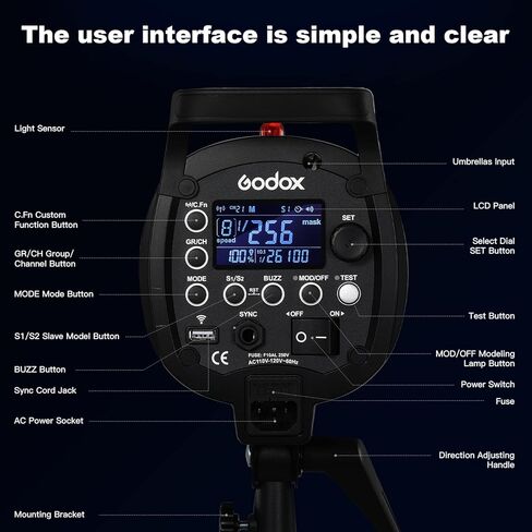 Godox QT600II M 2.4G TTL Speedlite Studio Flash Strobe Light، GN76 HSS 1/8000s سرعة سريعة وفلاش متعدد التجميد للتصوير الفوتوغرافي في الاستوديو، والصور الشخصية، والزفاف، وإعلان المنتج... in Kuwait
