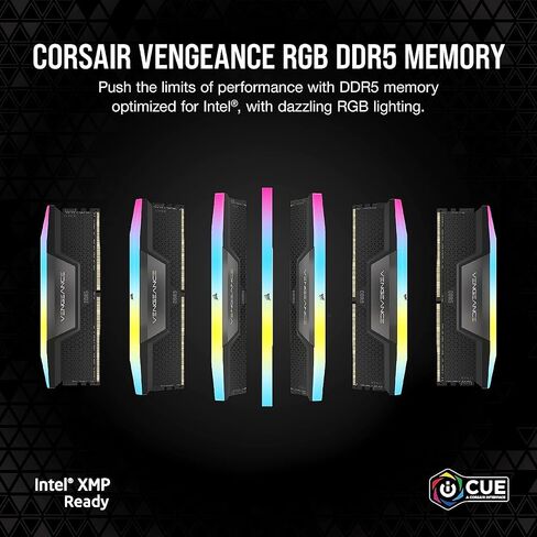 CORSAIR VENGEANCE RGB DDR5 RAM 32GB (2x16GB) 7200MHz CL34 Intel XMP iCUE Compatible Computer Memory - Black (CMH32GX5M2X7200C34) in Saudi Arabia