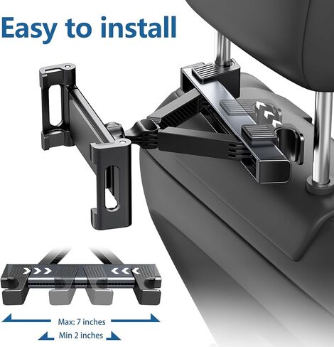 حامل iPad اللوحي Uniwit لمسند رأس المقعد الخلفي للسيارة - حامل الكمبيوتر اللوحي الأساسي لرحلة السيارة للأطفال، متوافق مع الكمبيوتر اللوحي/iPad، iPhone/Samsung Tab/Fire HD/Switch، وغيرها من الأجهزة مقاس 4.7 بوصة - 12.9 بوصة in Kuwait